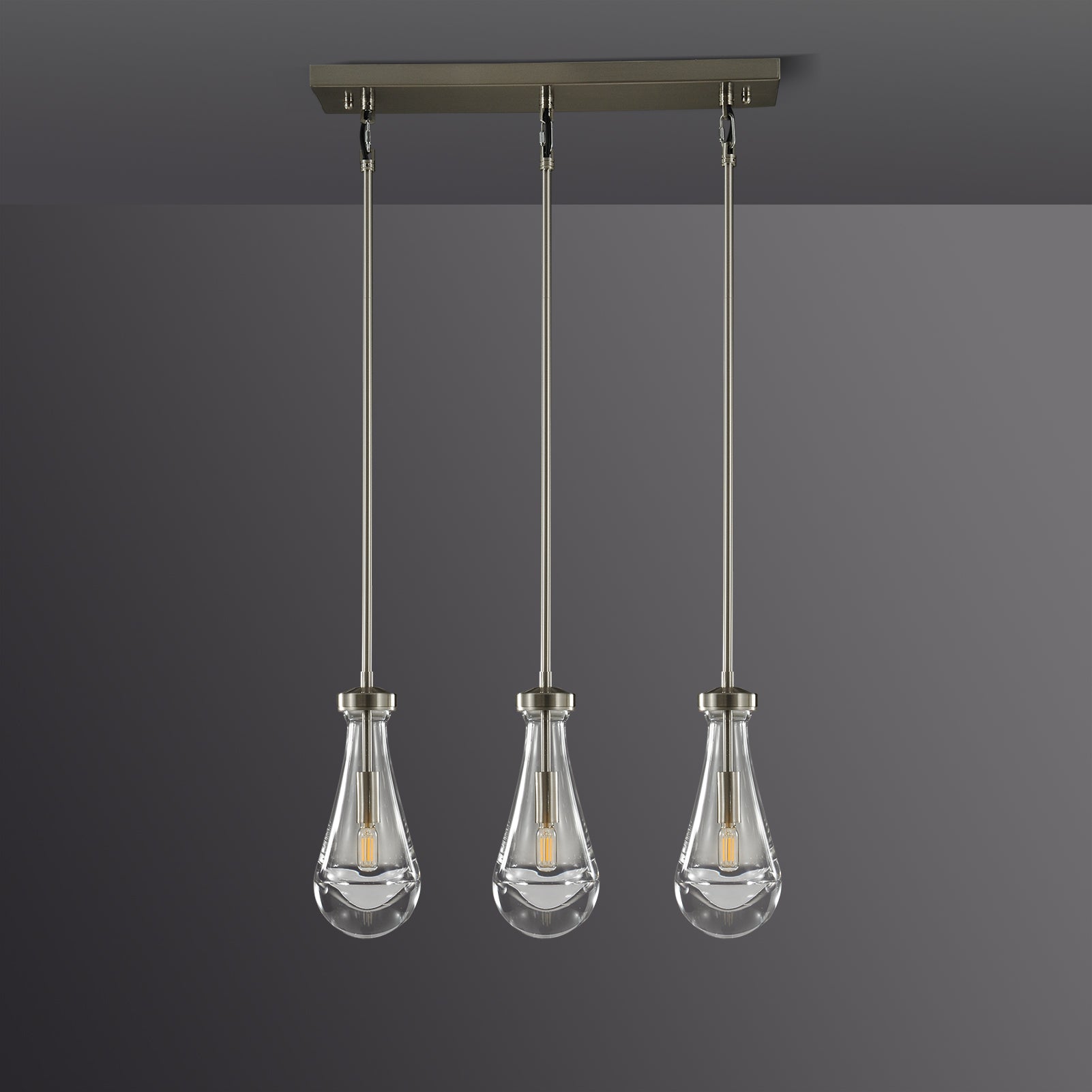 Raindrop Linear Dining Room Chandelier 3 Lights 22"L