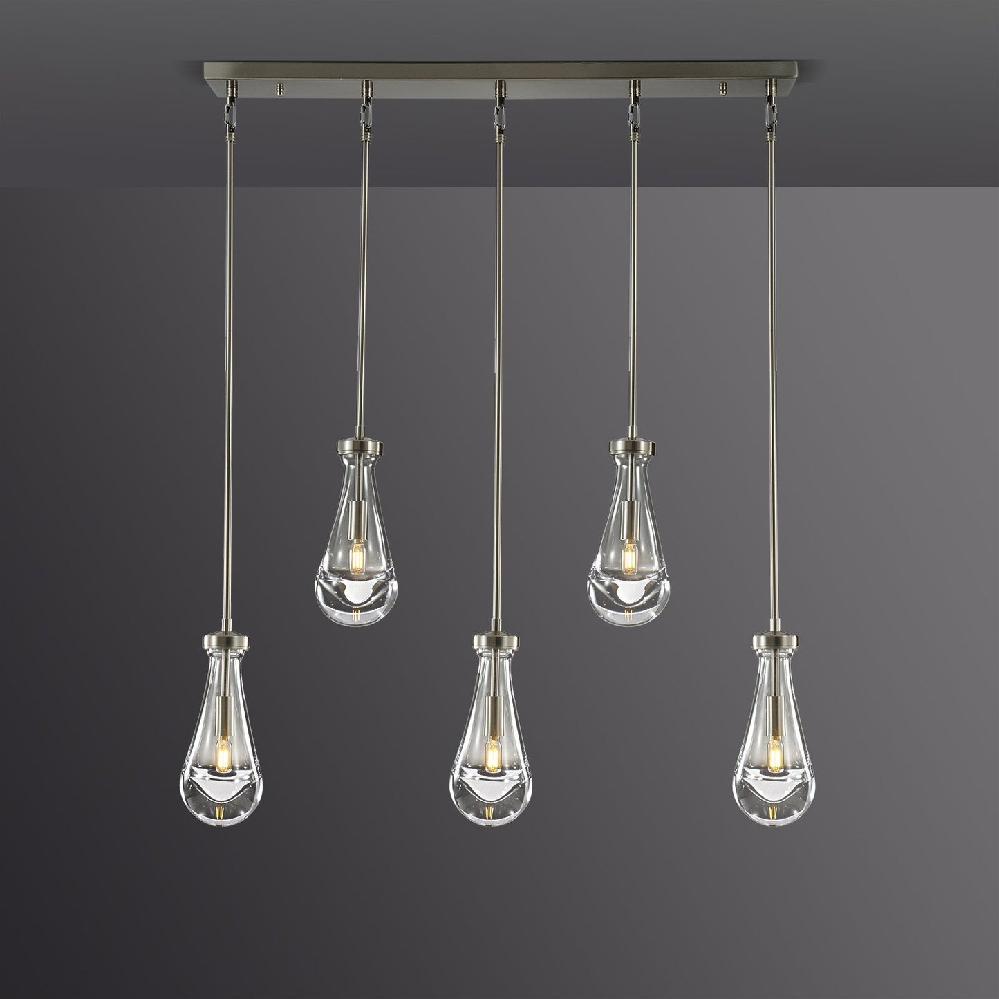 Raindrop Linear Dining Room Chandelier 5 Lights 36"L