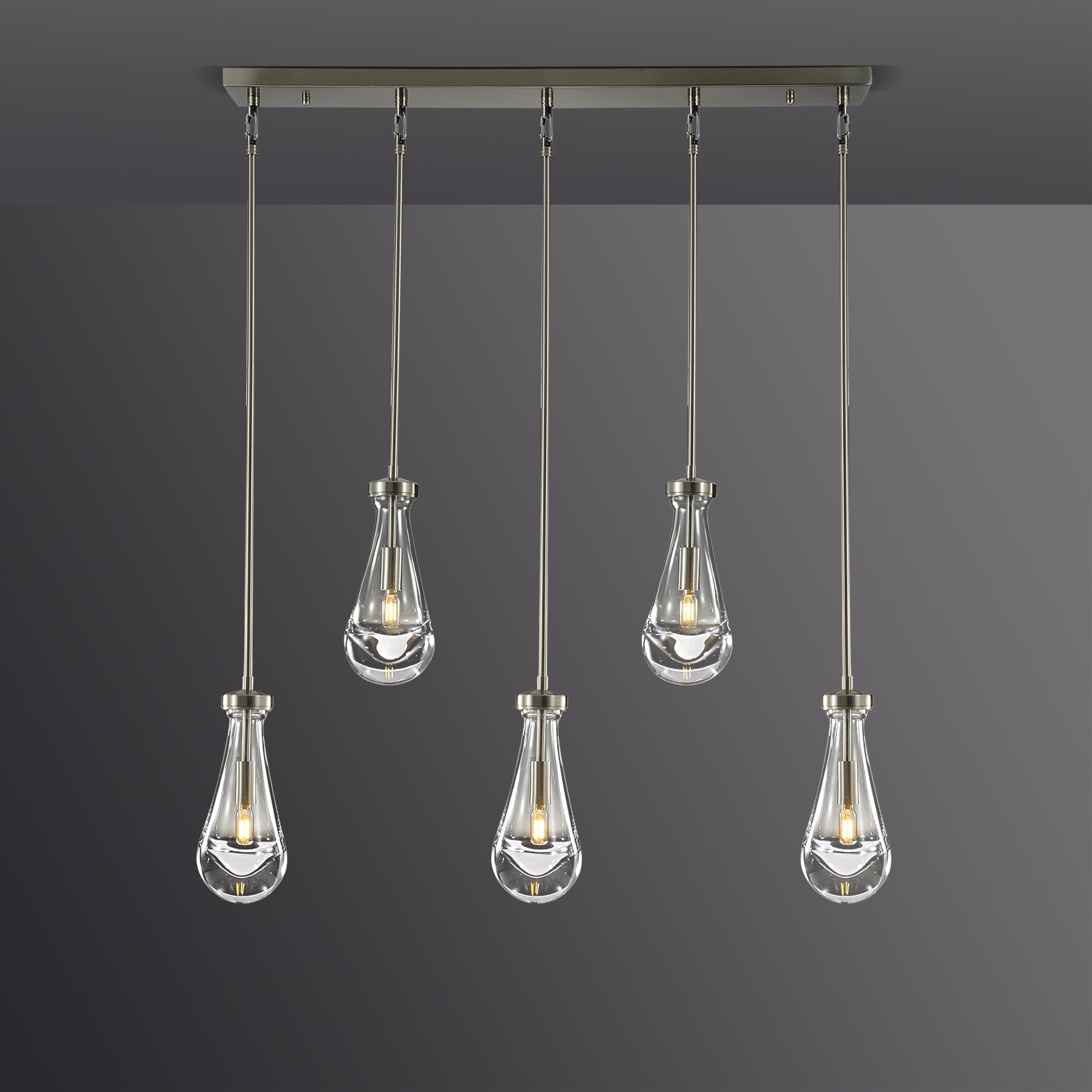 Raindrop Linear Dining Room Chandelier 5 Lights 36"L