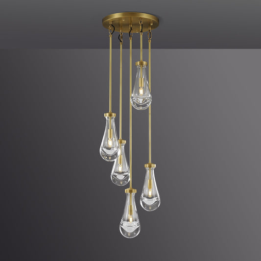 Raindrop Round Bedroom Chandelier 5 Lights 14"D