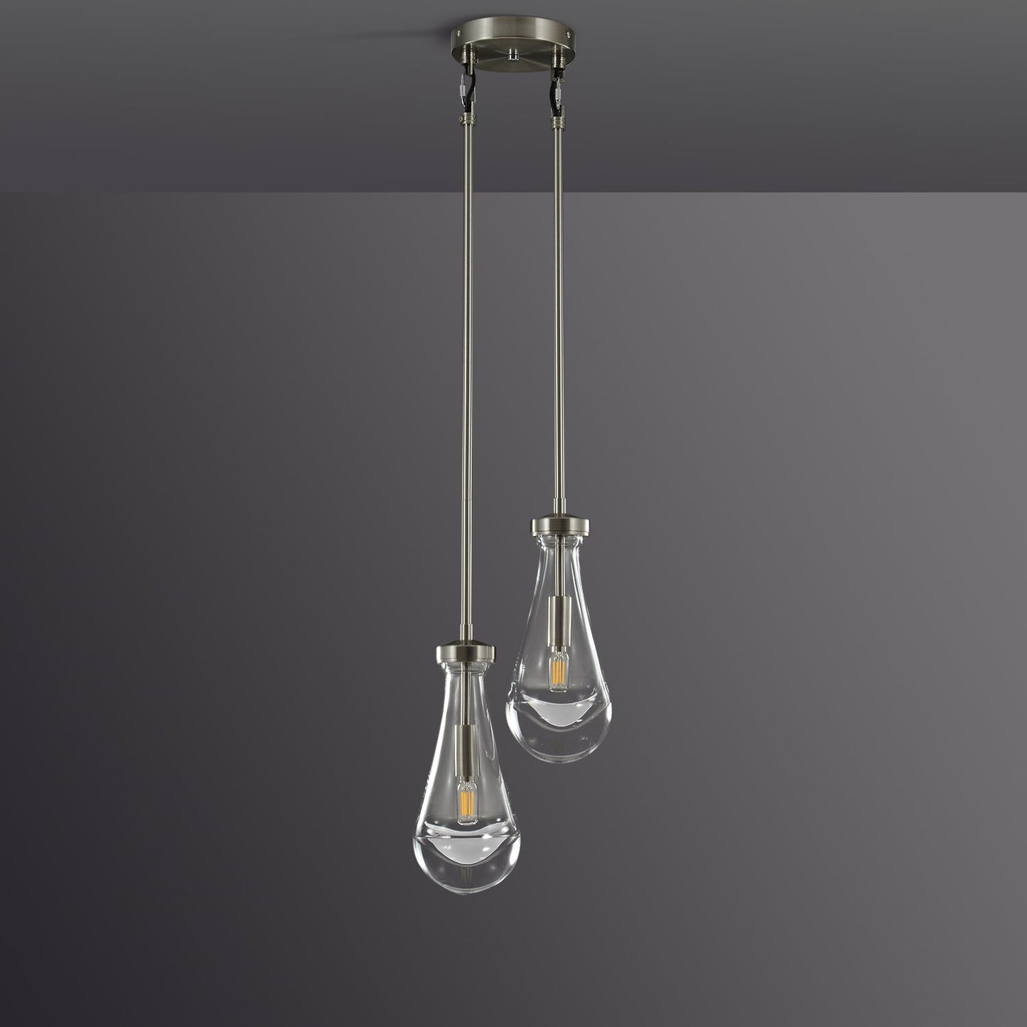 Raindrop Round Chandelier 2 Lights 5"D