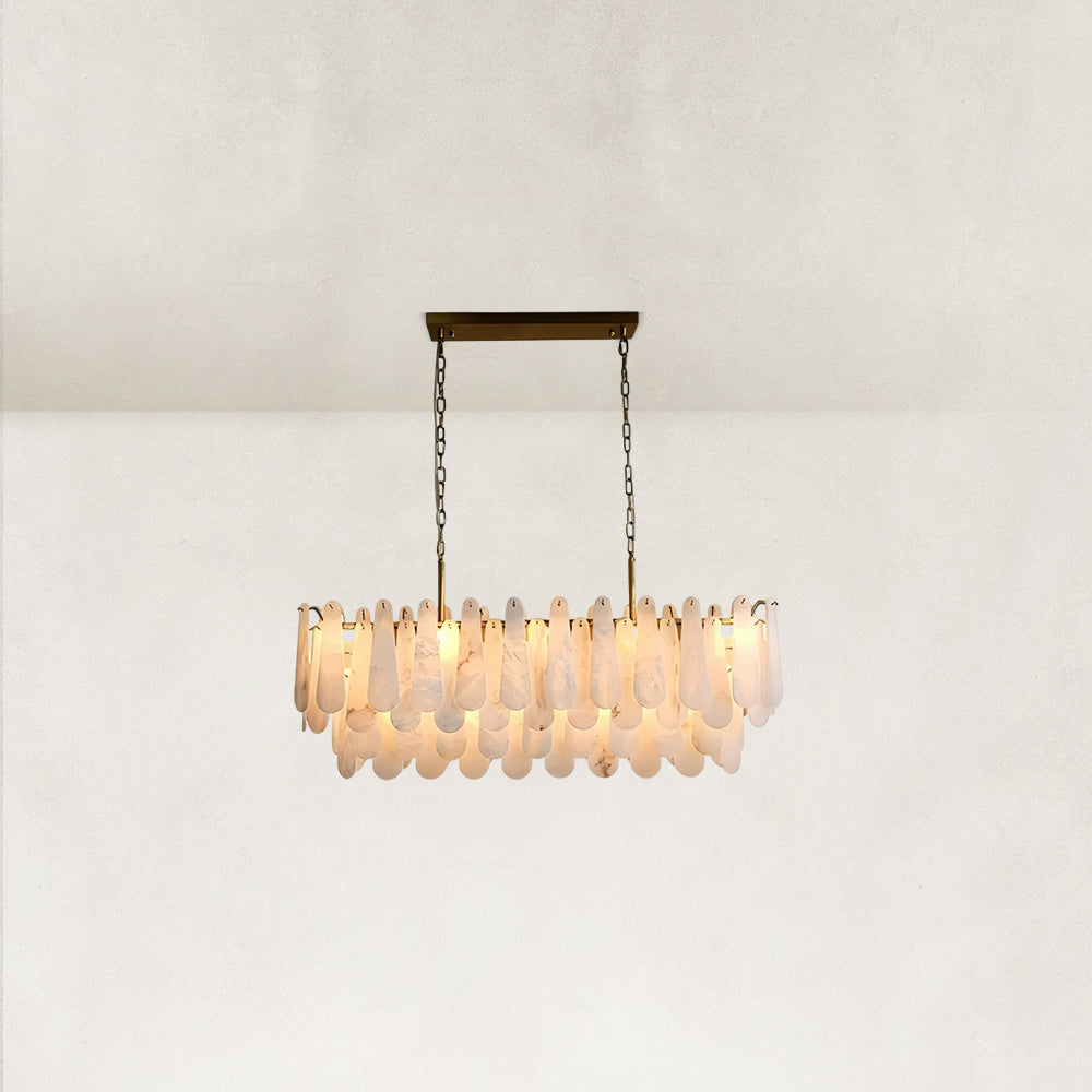 Raine Natural Alabaster Linear Tiered Chandelier 47“W