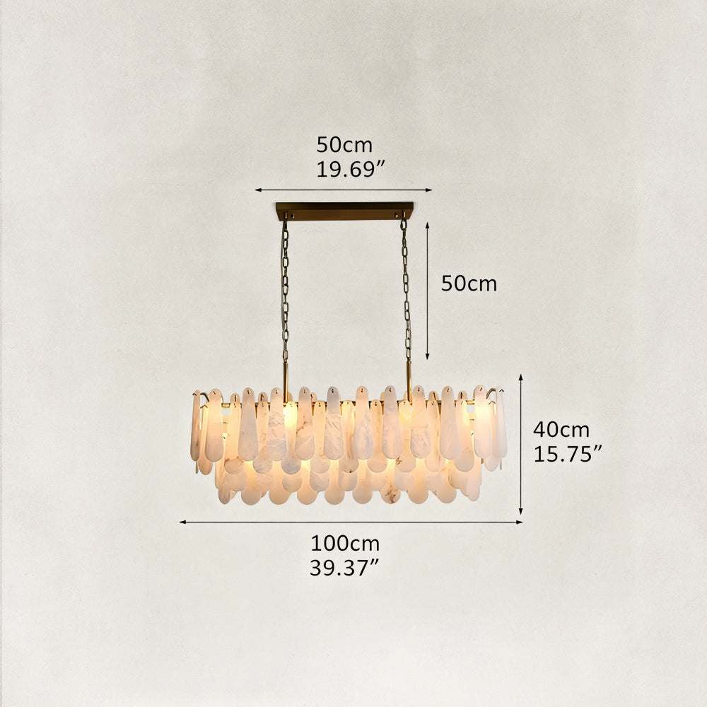 Raine Natural Alabaster Linear Tiered Chandelier 39“W