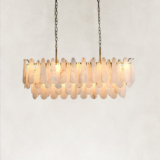 Raine Natural Alabaster Linear Tiered Chandelier 39“W
