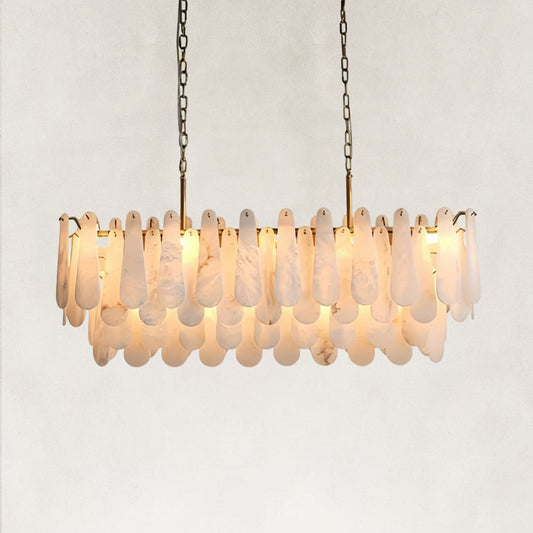 Raine Natural Alabaster Linear Tiered Chandelier 47“W