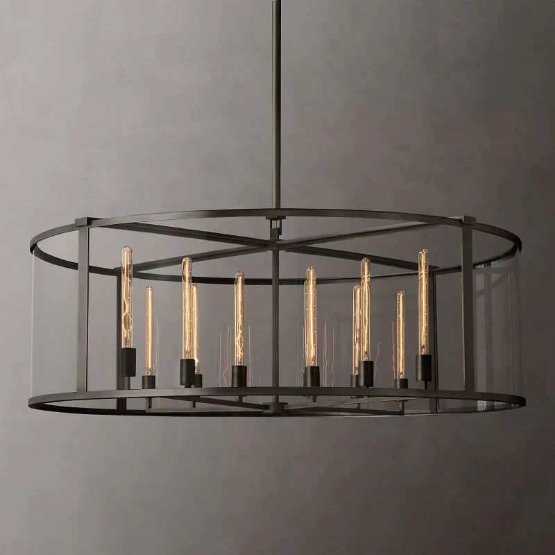 Randy Glass Lantern Modern Round Dining Room Chandelier 55"
