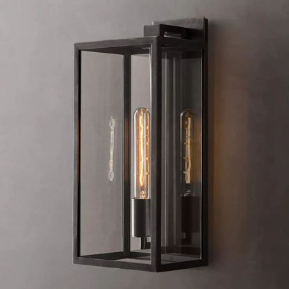 Randy Outdoor Square Lantern Bedroom Wall Sconce 18"