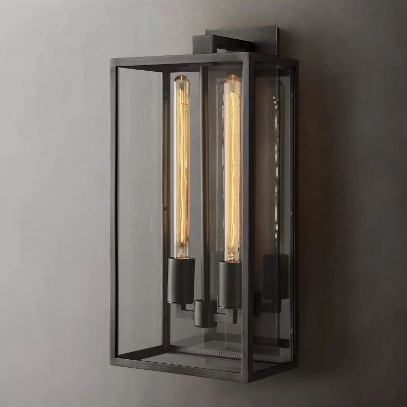 Randy Outdoor Square Lantern Bedroom Wall Sconce 28"