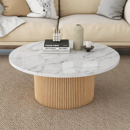 SHYFOY 35" Modern Round Marble Coffee Table