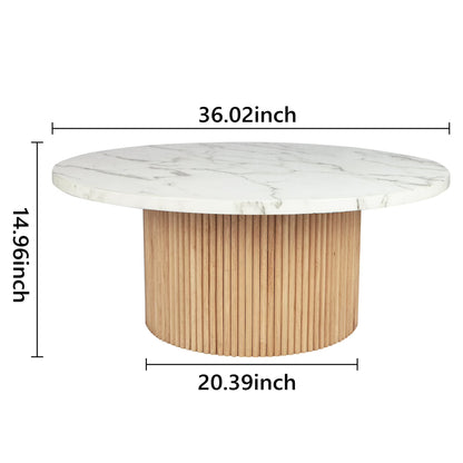 SHYFOY 35" Modern Round Marble Coffee Table