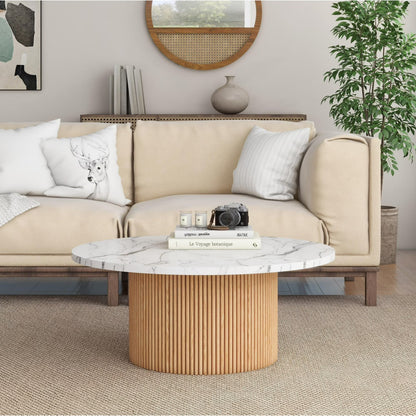 SHYFOY 35" Modern Round Marble Coffee Table