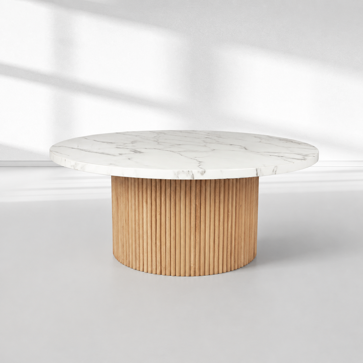 SHYFOY 35" Modern Round Marble Coffee Table