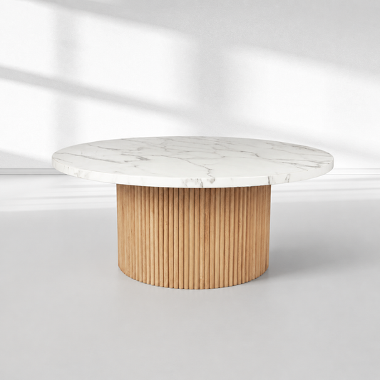 SHYFOY 35" Modern Round Marble Coffee Table