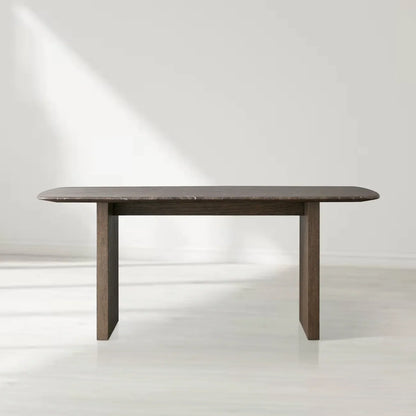 Sailor Germain Rectangular Marble Top Dining Table with Clement Wood Base