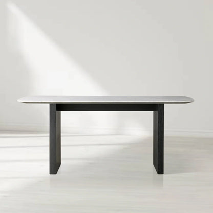 Sailor Germain Rectangular Marble Top Dining Table with Clement Wood Base