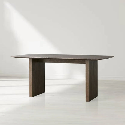 Sailor Germain Rectangular Marble Top Dining Table with Clement Wood Base