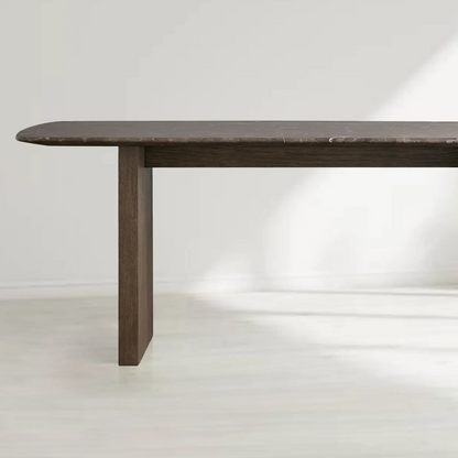 Sailor Germain Rectangular Marble Top Dining Table with Clement Wood Base