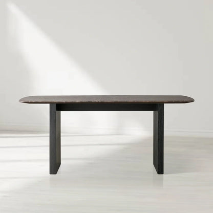 Sailor Germain Rectangular Marble Top Dining Table with Clement Wood Base