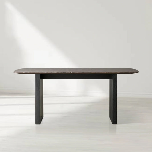 Sailor Germain Rectangular Marble Top Dining Table with Clement Wood Base