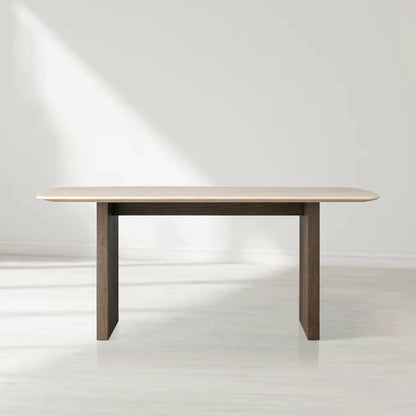 Sailor Germain Rectangular Marble Top Dining Table with Clement Wood Base