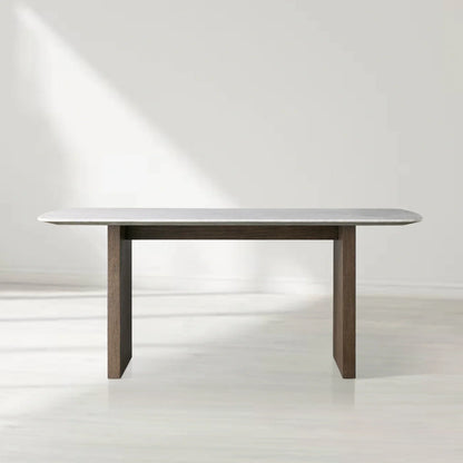 Sailor Germain Rectangular Marble Top Dining Table with Clement Wood Base