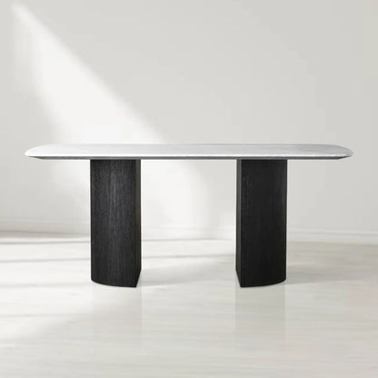 Sailor Germain Rectangular Marble Top Dining Table with Dauphine Base