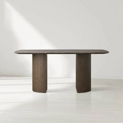 Sailor Germain Rectangular Marble Top Dining Table with Dauphine Base