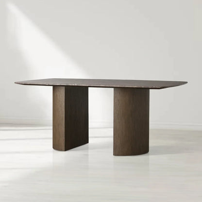 Sailor Germain Rectangular Marble Top Dining Table with Dauphine Base