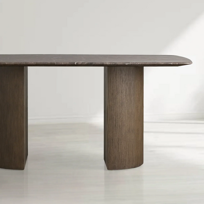 Sailor Germain Rectangular Marble Top Dining Table with Dauphine Base