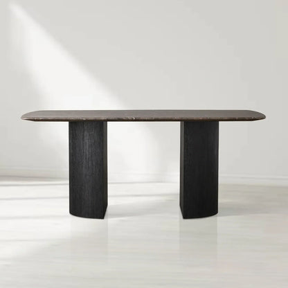 Sailor Germain Rectangular Marble Top Dining Table with Dauphine Base