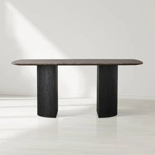 Sailor Germain Rectangular Marble Top Dining Table with Dauphine Base