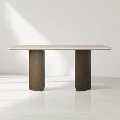 Sailor Germain Rectangular Marble Top Dining Table with Dauphine Base