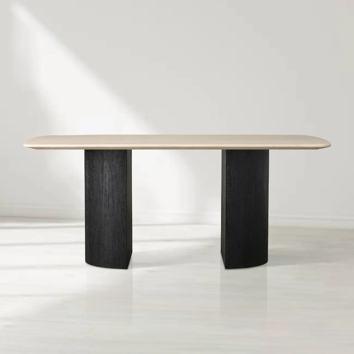Sailor Germain Rectangular Marble Top Dining Table with Dauphine Base
