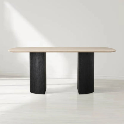 Sailor Germain Rectangular Marble Top Dining Table with Dauphine Base