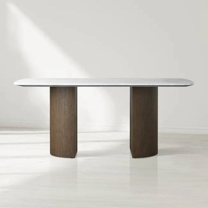 Sailor Germain Rectangular Marble Top Dining Table with Dauphine Base