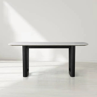 Sailor Germain Rectangular Marble Top Dining Table with Rennes Base