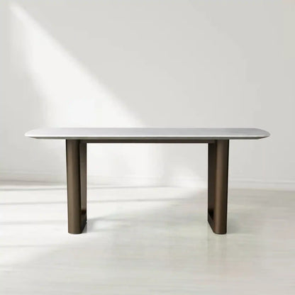 Sailor Germain Rectangular Marble Top Dining Table with Rennes Base