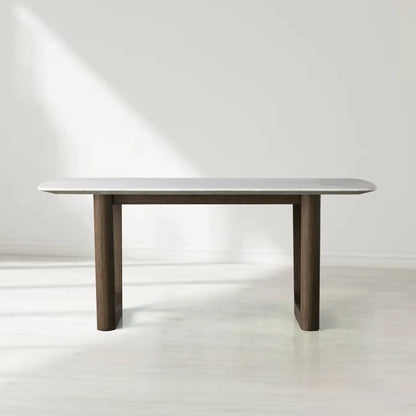 Sailor Germain Rectangular Marble Top Dining Table with Rennes Base