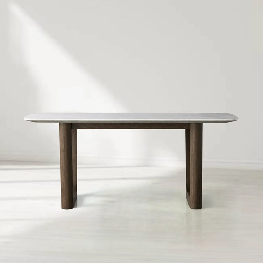 Sailor Germain Rectangular Marble Top Dining Table with Rennes Base