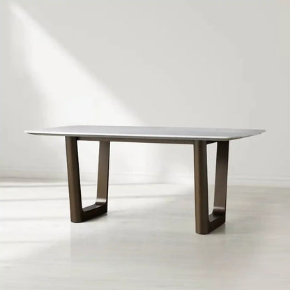 Sailor Germain Rectangular Marble Top Dining Table with Rennes Base