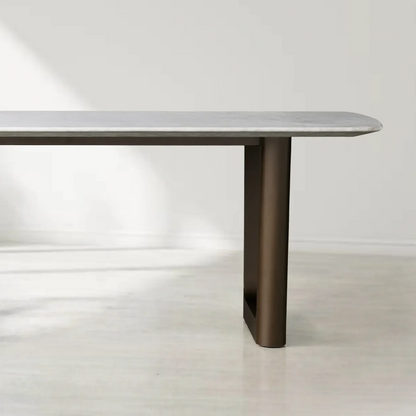 Sailor Germain Rectangular Marble Top Dining Table with Rennes Base