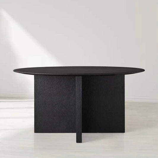 Sailor Germain Round Oak Wood Dining Table with Clement Base