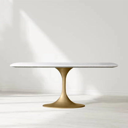 Santos Marble Top Tulip Base Dining Table