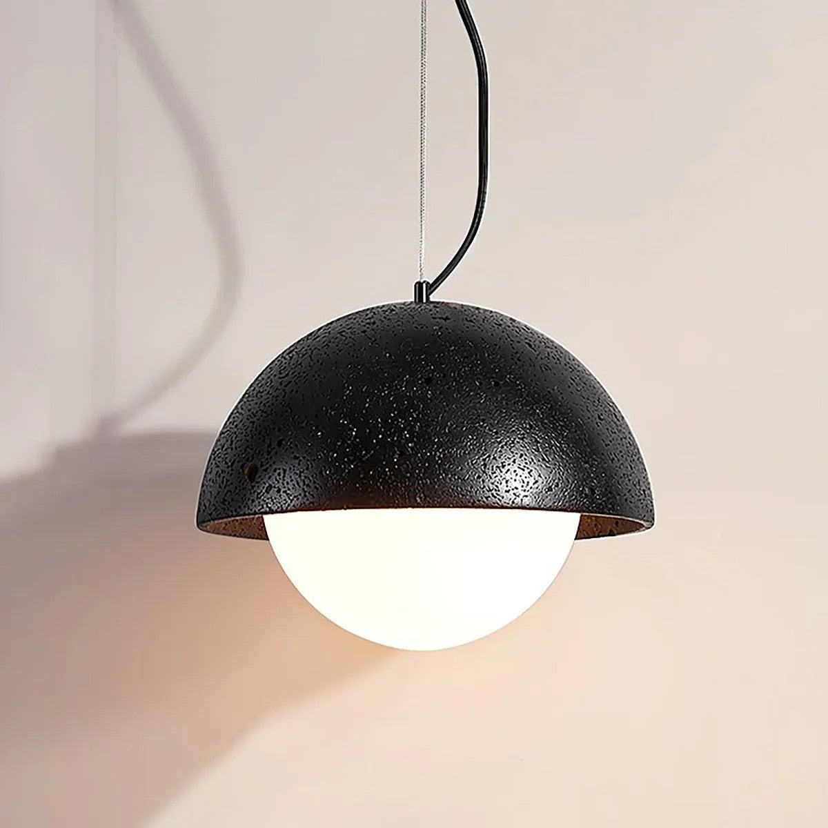 Semicircular Travertine Crescent Glow Pendant Lamp
