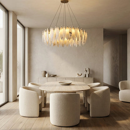Halo Modern Natural Alabaster Ring chandelier 32"D