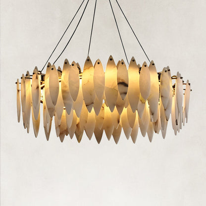 Halo Modern Natural Alabaster Ring chandelier 32"D