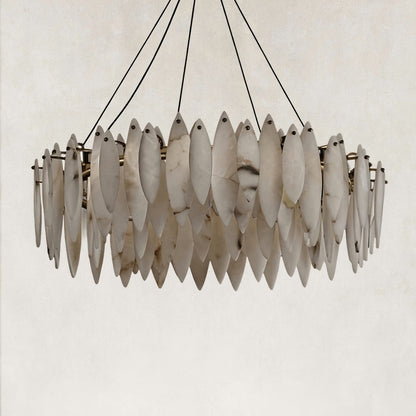 Halo Modern Natural Alabaster Ring chandelier 32"D