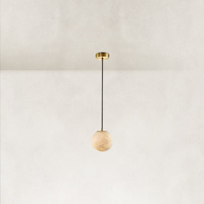 Cove Modern Natural Alabaster Single Globe Pendant Light 6"D