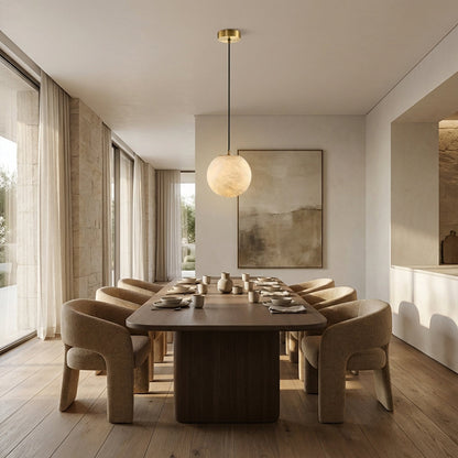 Cove Modern Natural Alabaster Single Globe Pendant Light 6"D