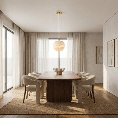 Cove Modern Natural Alabaster Single Globe Pendant Light 7.8"D